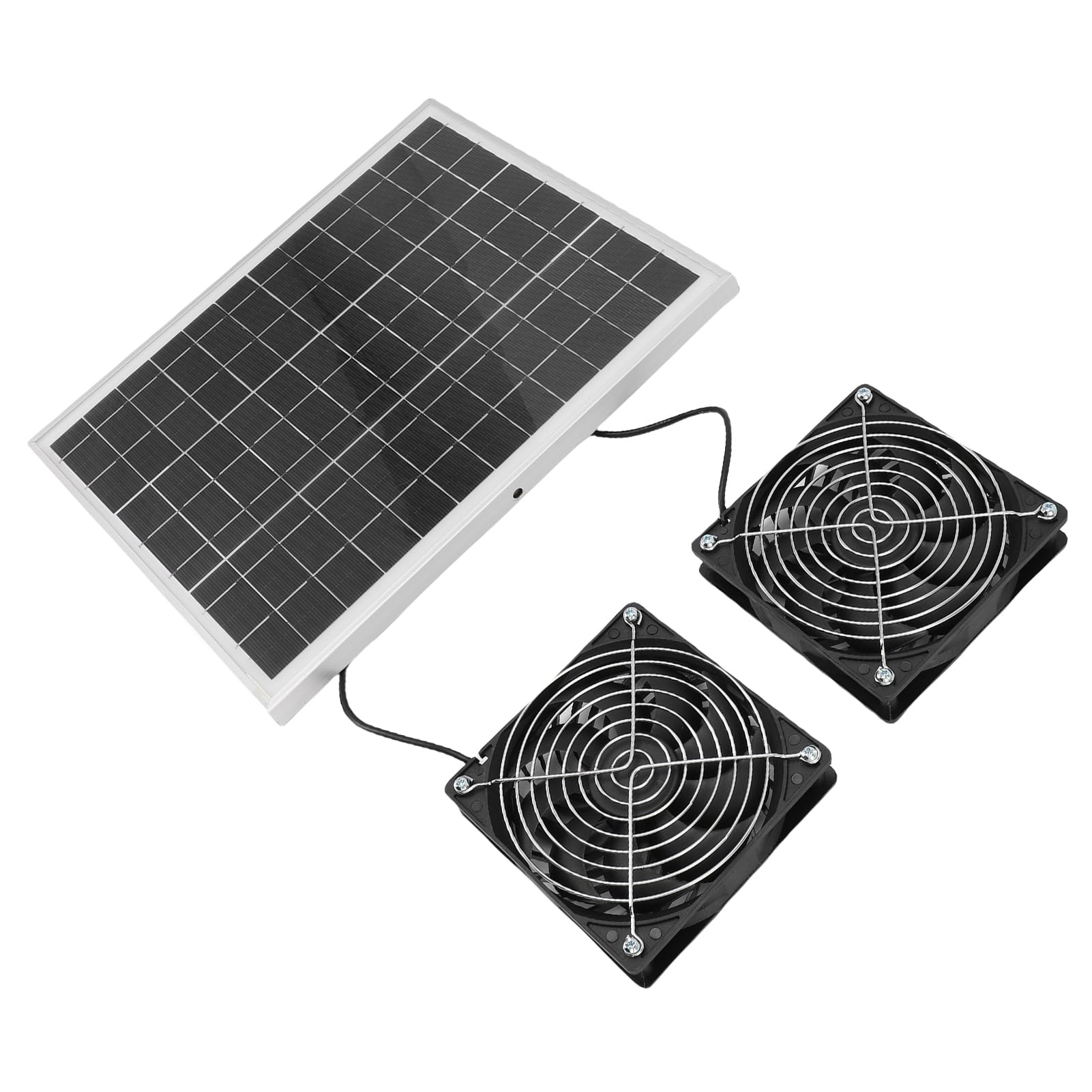 Tnfeeon Solar-Dual-Abluftventilator-Set, Monokristalliner Silizium-Solar-Ventilator, 75 W, Hohe Drehzahl, Geräuscharm, Wasserdichte Anschlüsse für Gewächshaus, Wohnmobil, Haustierhaus, Garage