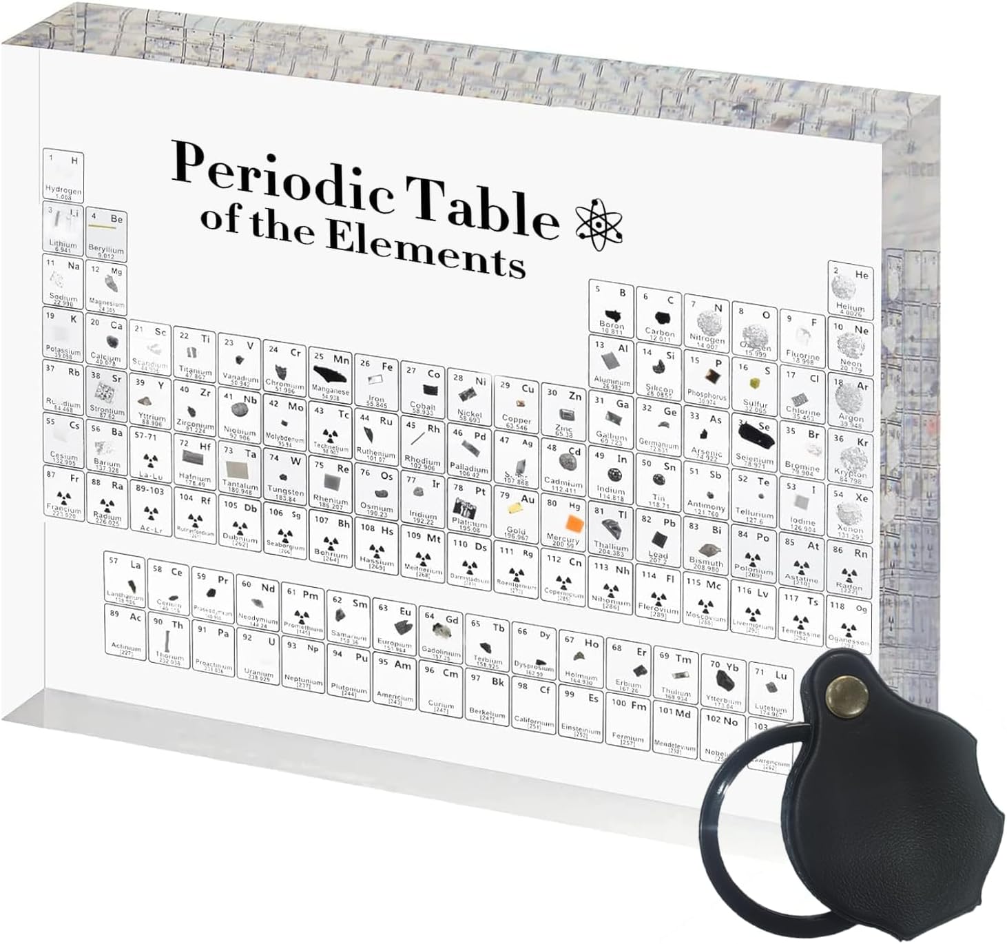 Periodic Table with 83 Real Elements Inside, Periodic Table of Elements & Magnifying Glass, Creative Gift for Teachers, Parents, Friends and Students