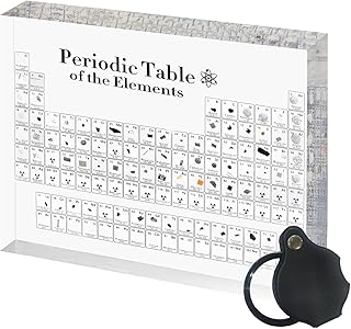 Periodic Table with 83 Real Elements Inside, Periodic Table of Elements & Magnifying Glass, Creative Gift for Teachers, Parents, Friends and Students