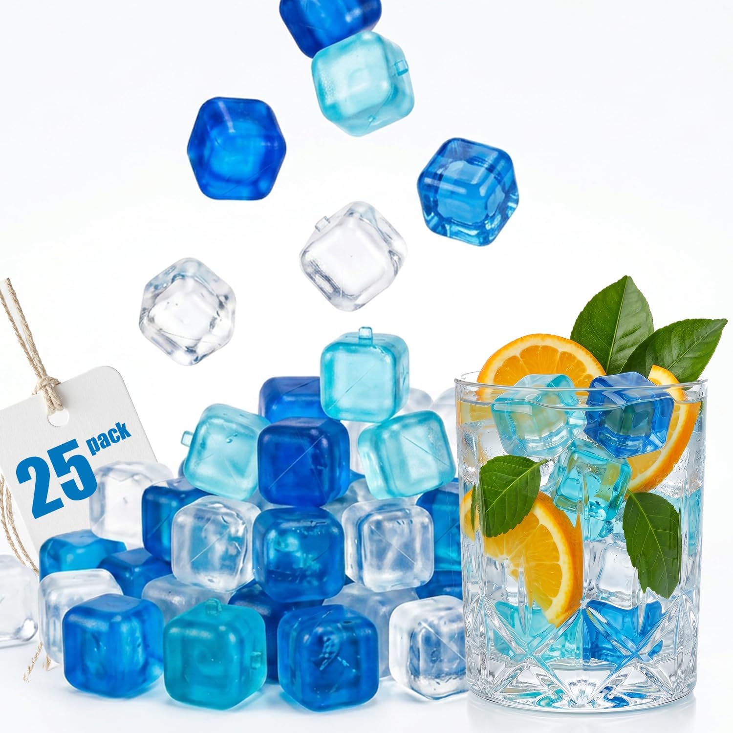 360 Pack Reusable Ice Cubes, Refreezable Plastic BPA-Free Ice Packs for Drinks,Coolers,Lunch Boxes, Non-Diluting Ice Cube without Diluting Drinks for Outdoor Party Ice Bath Coffee Whiskey Beer