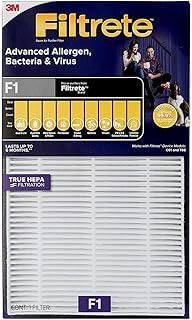 FILTRETE ROOM AIR PURIFIER FILTER, ADVANCED ALLERGEN BACTERIA & VIRUS HEPA FILTER, SIZE: 12in. x 6.75in. x 1.75in., works with C01, T02 & ST02W FILTRETE DEVICE MODELS, F1 FILTER - 1 PACK