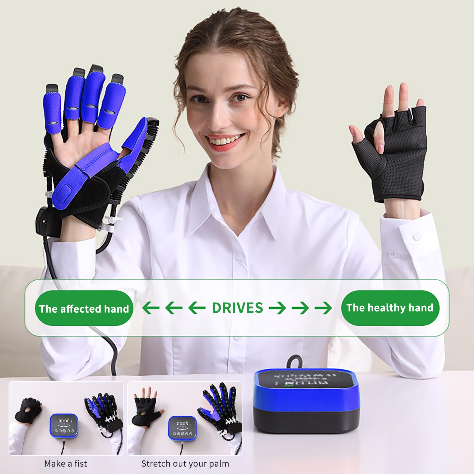 Guantes Roboticos Rehabilitación Ictus, Entrenamiento de Muñeca Órtesis de Dedo, Terapia para Pacientes con Trazo Artritis Hempiplejia, Alivia la Rigidez de la Mano Funcional Orange plugin Left M