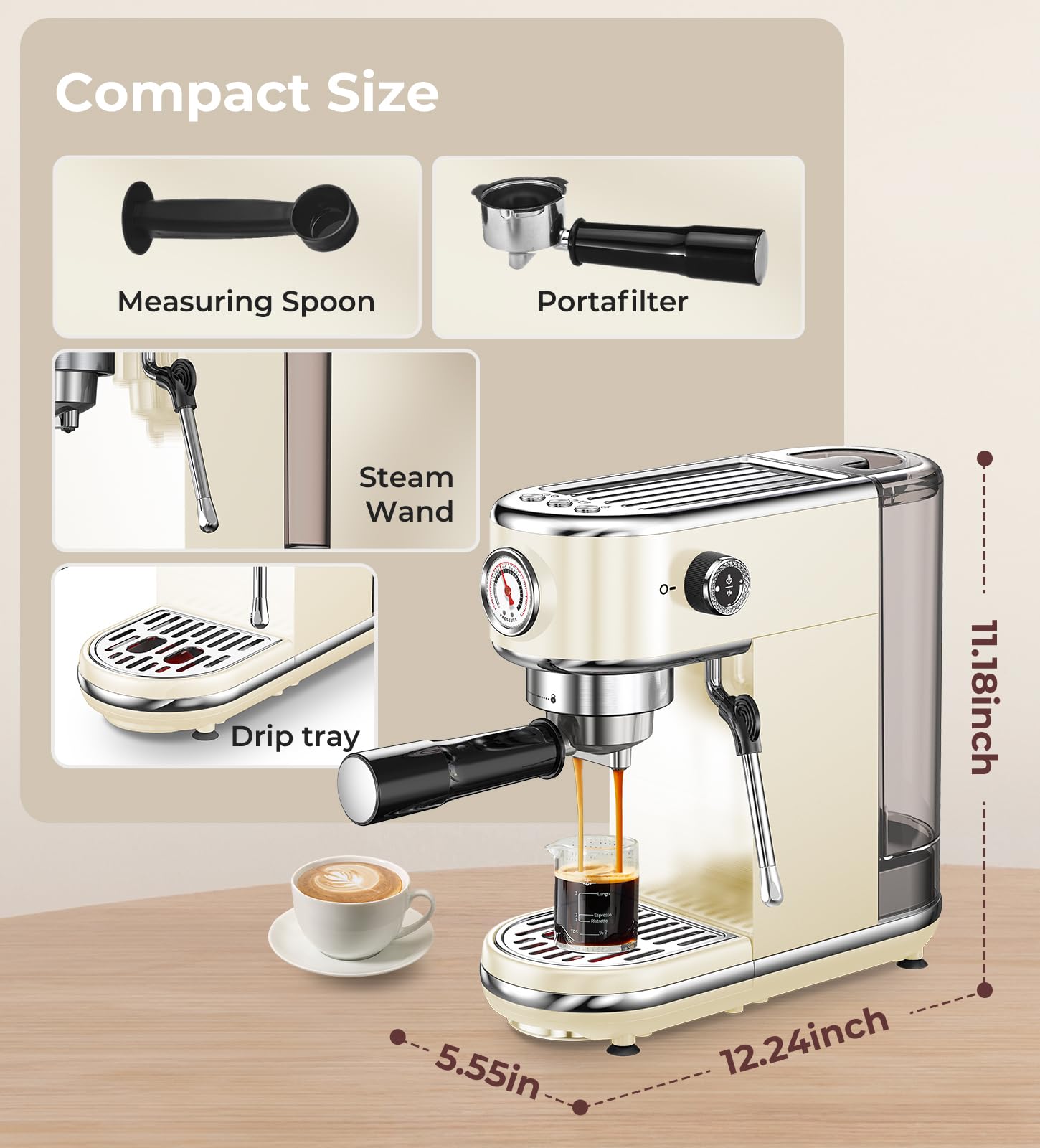 atatix Espresso Machine with Milk Frother, 20 Bar Pressure Espresso Maker view 9
