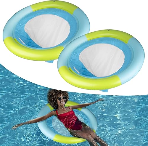 Flotadores de piscina para adultos, hamaca inflable de agua de manantial con malla inferior, tumbona portátil para piscina, playa y lago