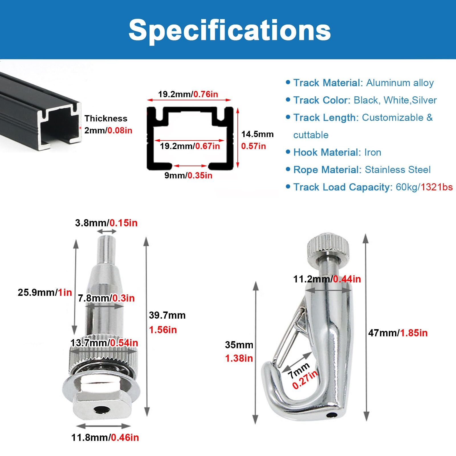 Binari da Galleria per Quadri Kit per Appendere Quadri Resistente, Espositore per Foto Binario a Parete con Cavo e Ganci Regolabili per Specchi Galleria(2m/6.6' Cable,160cm/63" Track)