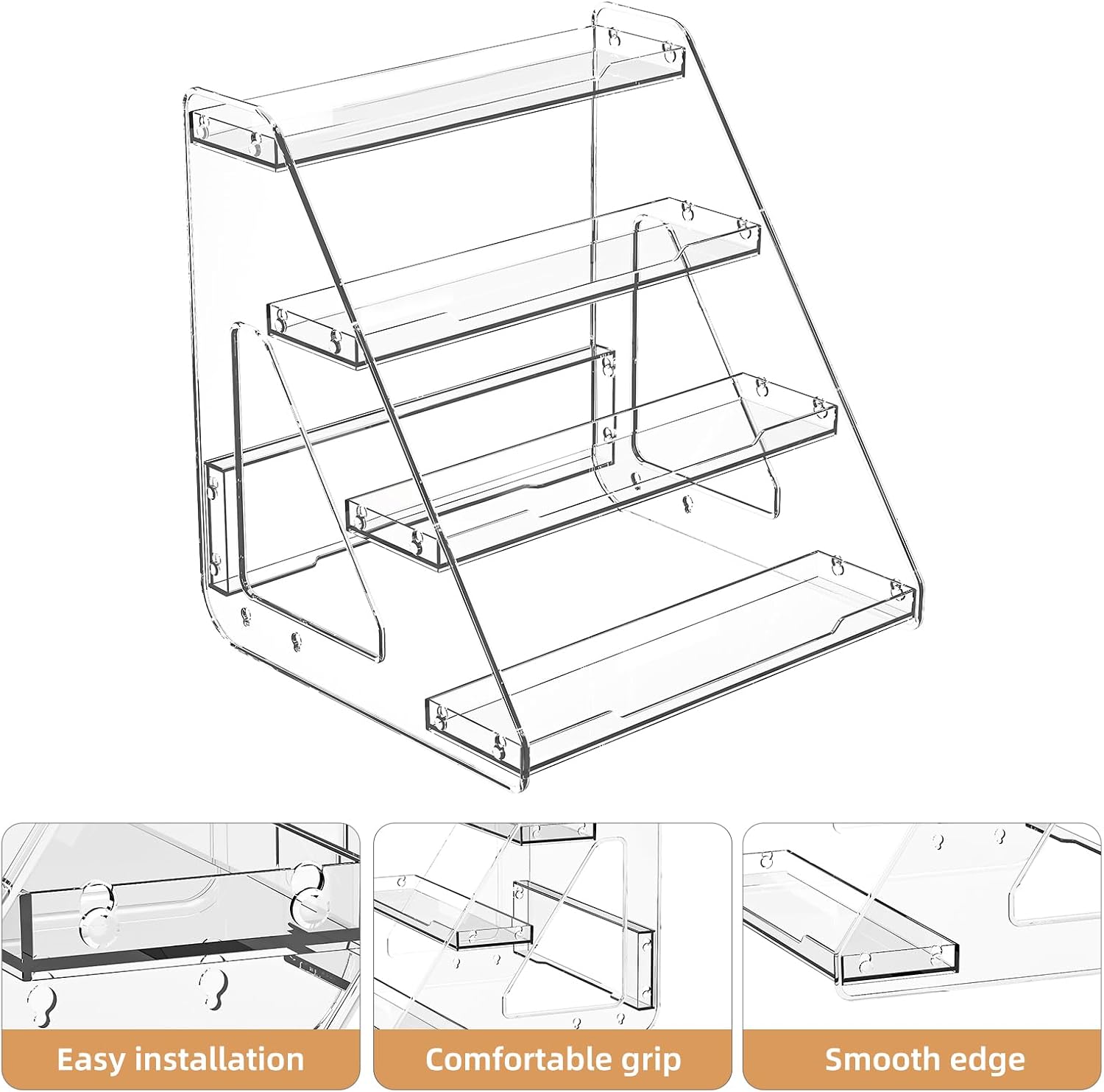 JOYZAN Clear Riser Display Stands 4 Tier Display Shelf Tiered Display Rack | Tiered Display Stand Makeup Organizer Acrylic Stands for Display Perfume, Funko Pop Figures , Cupcake, Candy Food 2 Pack