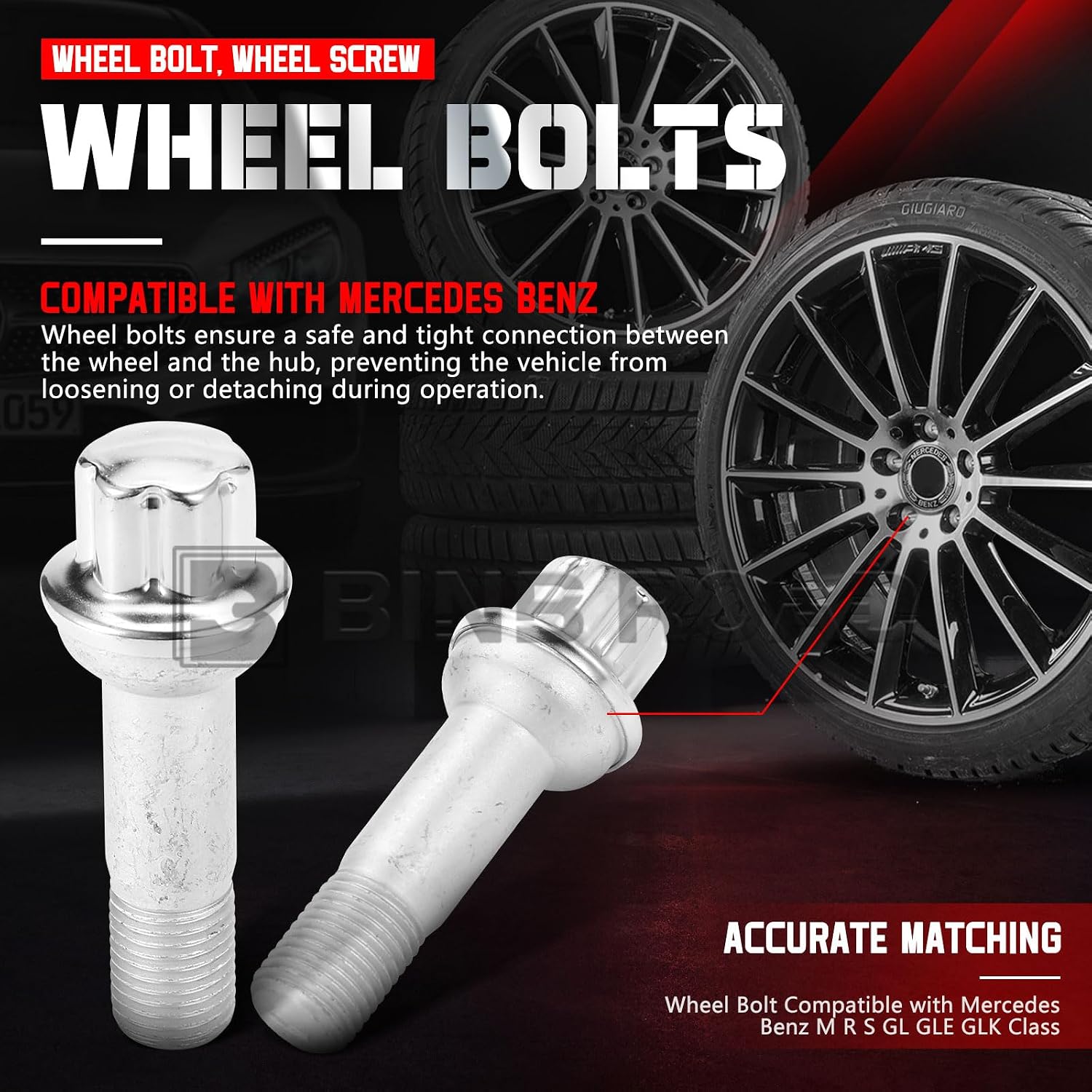 Wheel Lug Bolt M14-1.5 Compatible with Mercedes-Benz AMG GT 43 CL200 G500 ML450 S320,5PC (Replaces 0009905407 9905407)