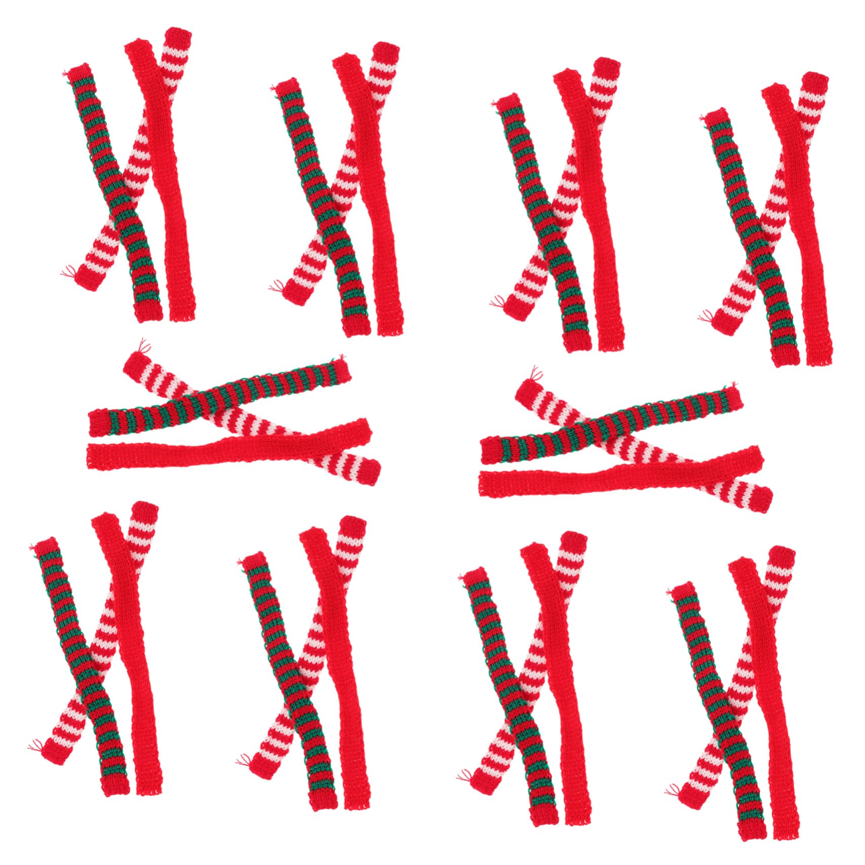 60 Mini-Strickschals Für Puppen & Deko – Weihnachts-Accessoires In Weiß, Rot, Grün