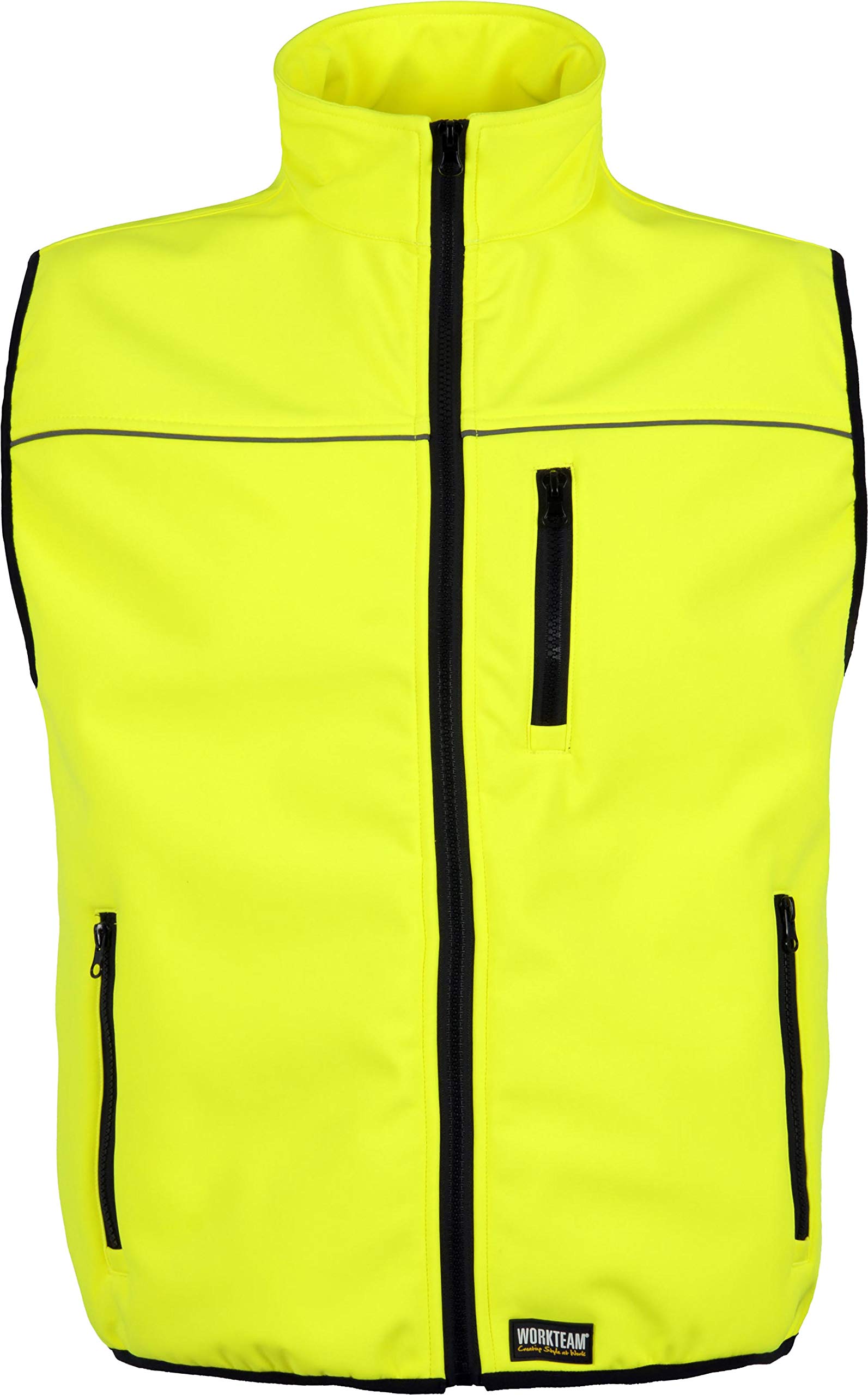 WORKTEAM Chaleco Softshell de Alta Visibilidad, Cortavientos, Repelente al Agua, Resistente al Desgarro, Transpirable y Térmico. Unisex