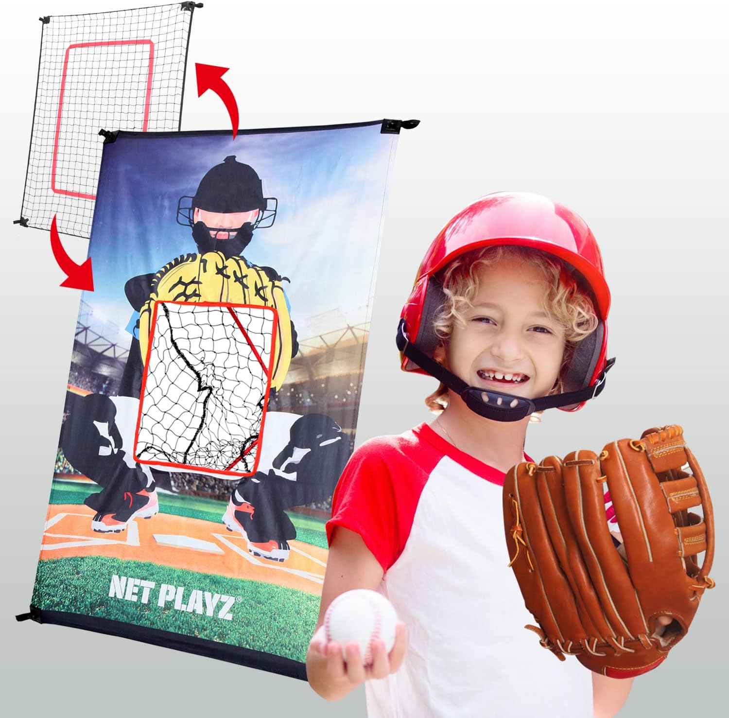 Baseball Practice Net Pitching Net, Baseball Gift Set for Kids Teens & Children - Pitch Target Panel + Pitchback Rebounder | Pitch Target Panel + Pitchback Rebounder 2in1 Quick Setup
