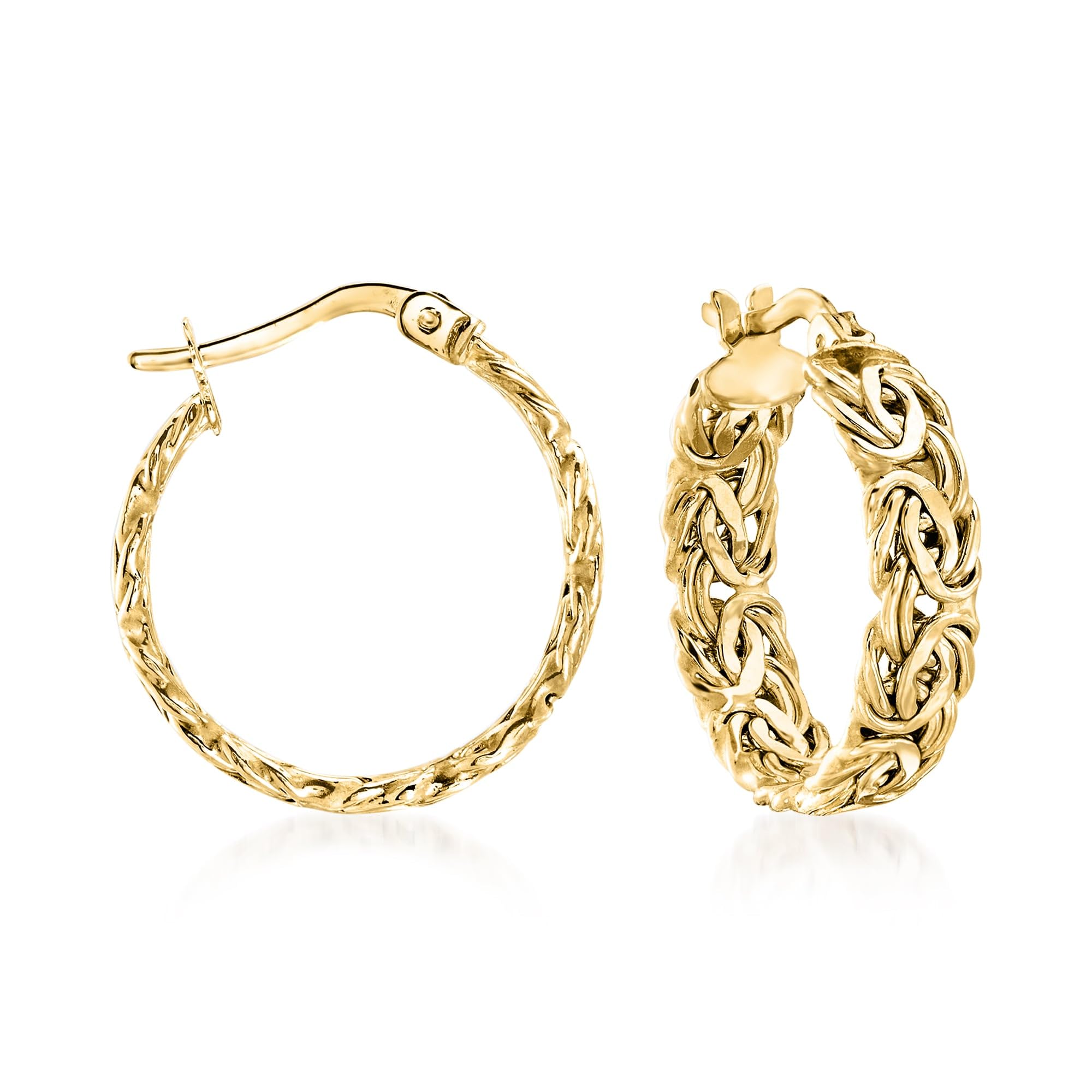 Ross-Simons 14K Yellow Gold Byzantine Hoop Earrings