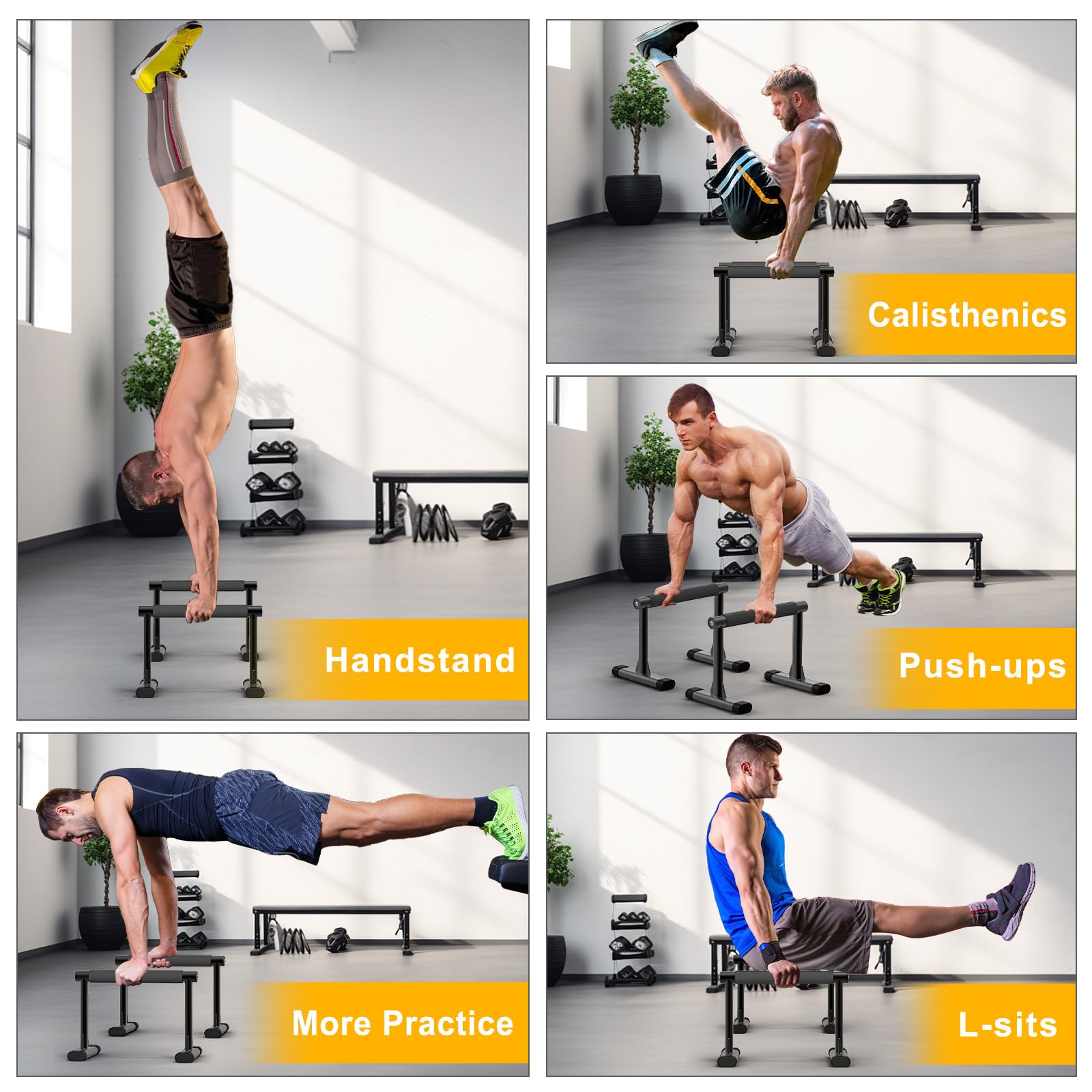 Kipika Barres de parallettes, barres de pompes en bois et barre de dips avec poignées épaisses, équipement de fitness sans roche pour poirier, L-Sit, gymnastique et musculation, capacité de 226,8 kg