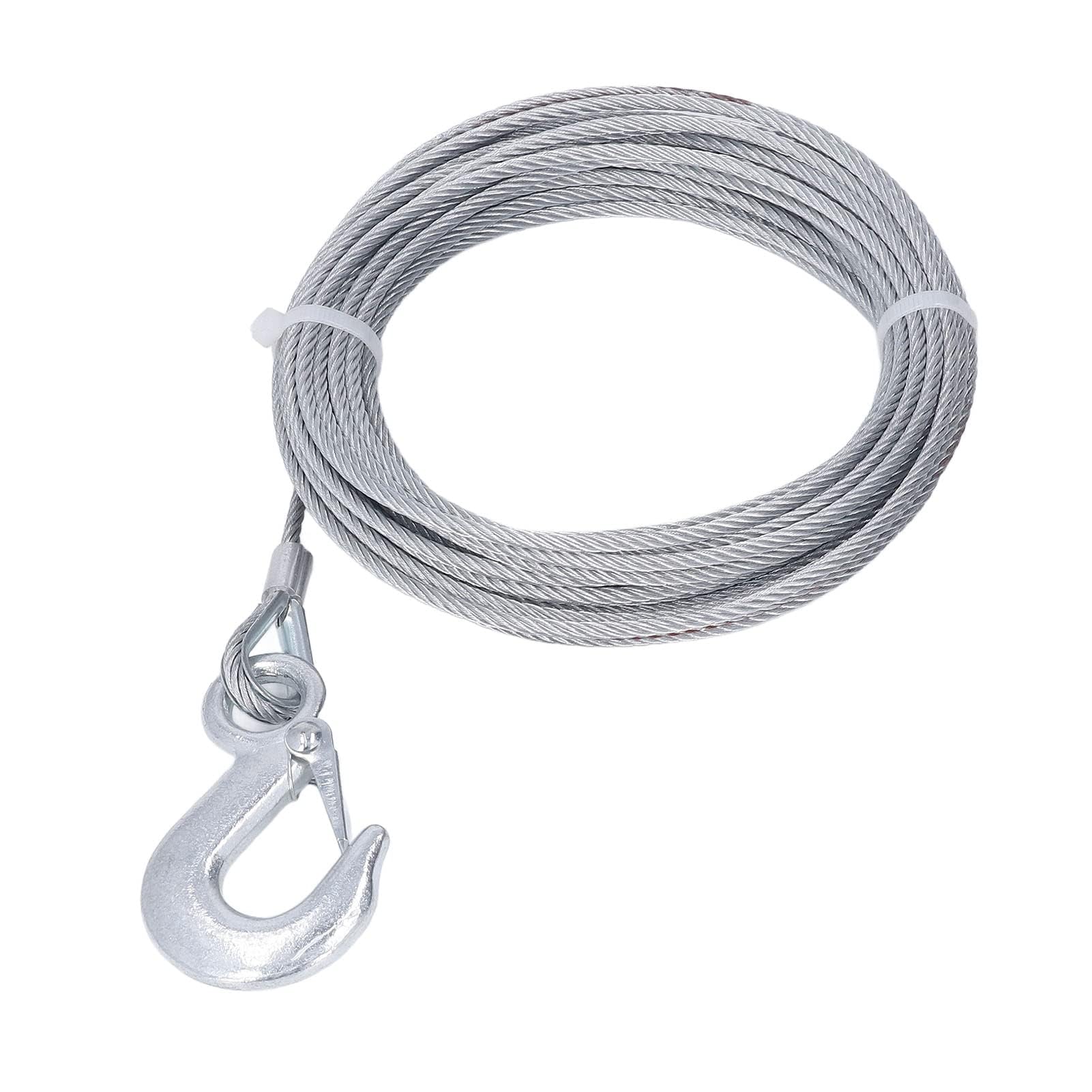 Câble Métallique de Treuil Remplacement 4mmx12m Câble Acier Inoxydable Galvanisé 2000LBS Force
