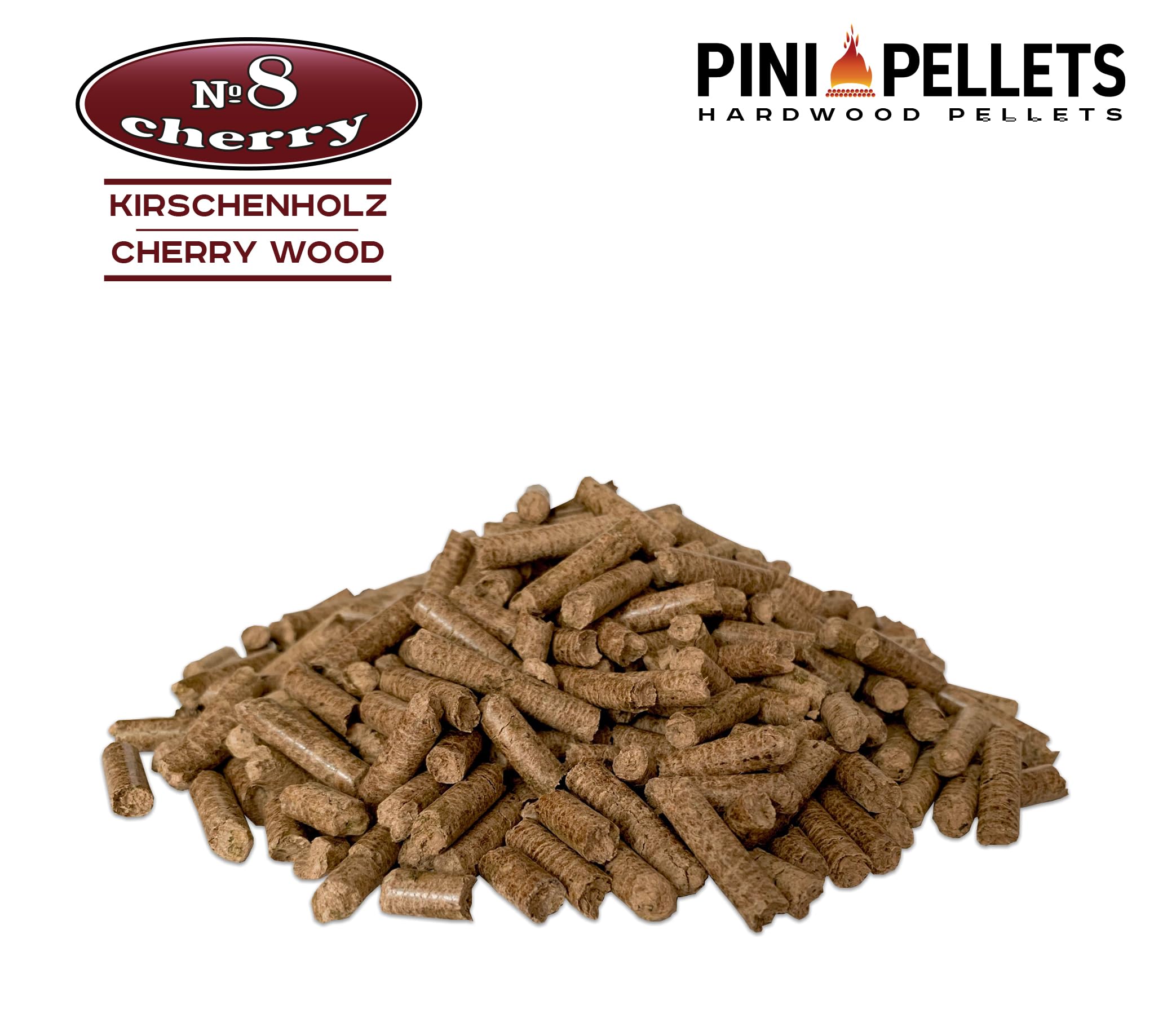 PINI Pellets № 8 Ciliegio 10 kg Pellets di legno duro per barbecue, affumicatura e griglia