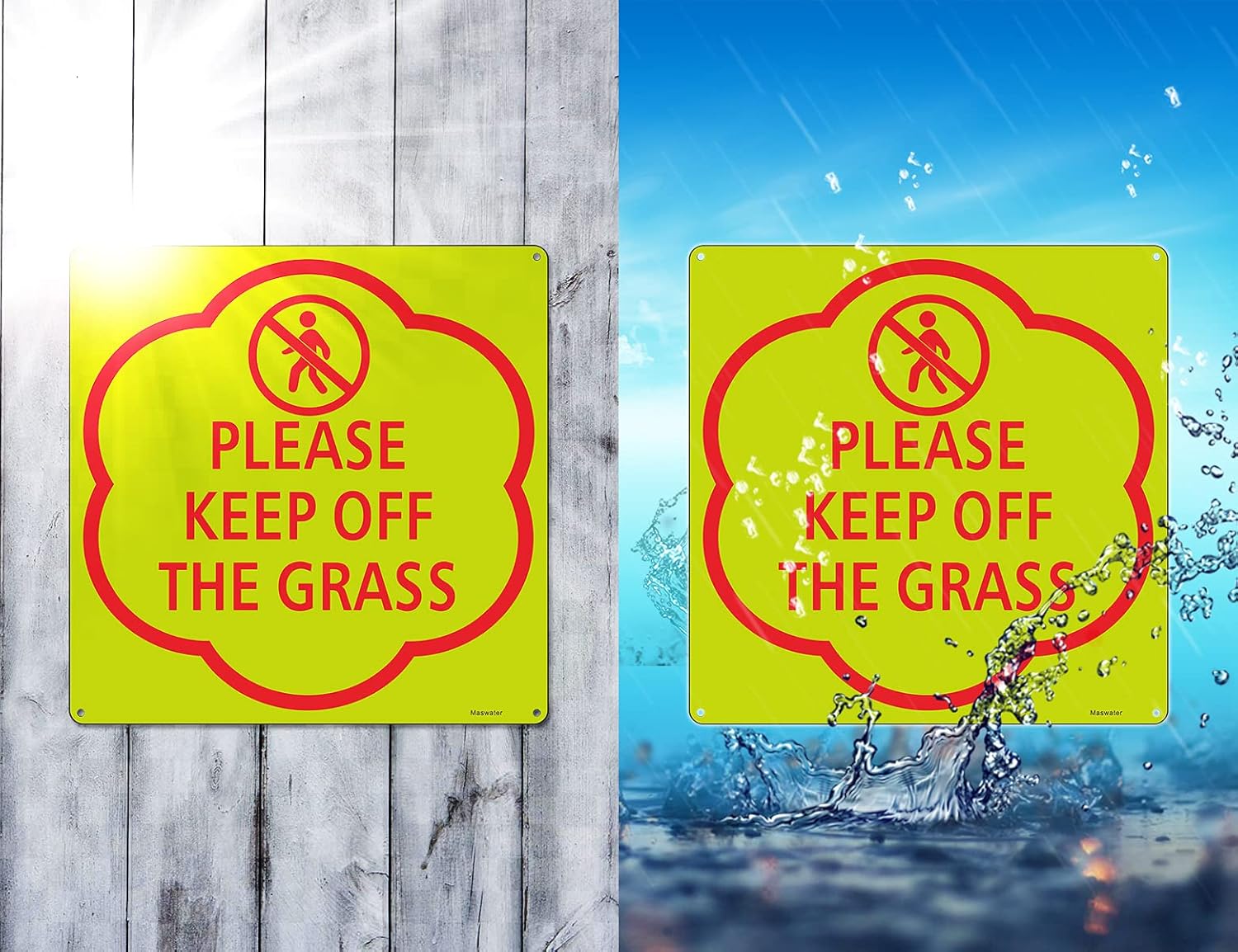 2-Pack Please Keep Off The Grass Signs for Yard Home & Business 12 x 12 Inch Aluminum Metal Industrial Warning Sign, UV Protected and Waterproof for Outdoor Use : Patio, Lawn & Garden