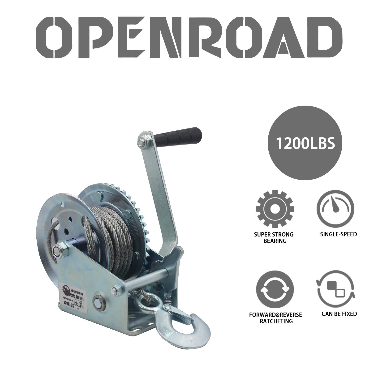 Buy OPENROAD 1200lbs Hand Winch Boat Winch Hand Crank Winch with 10m
