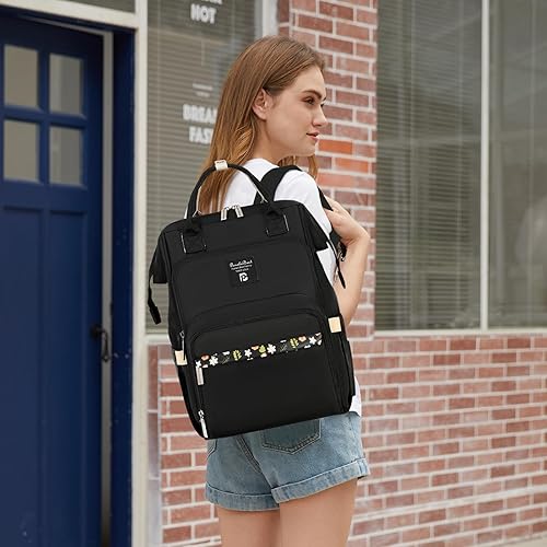 Miniatura 7 de Pomelo Best Mochila para pañales elegante impermeable multifuncional bolsa de bebé grande con cambiador y correas para cochecito (negro)