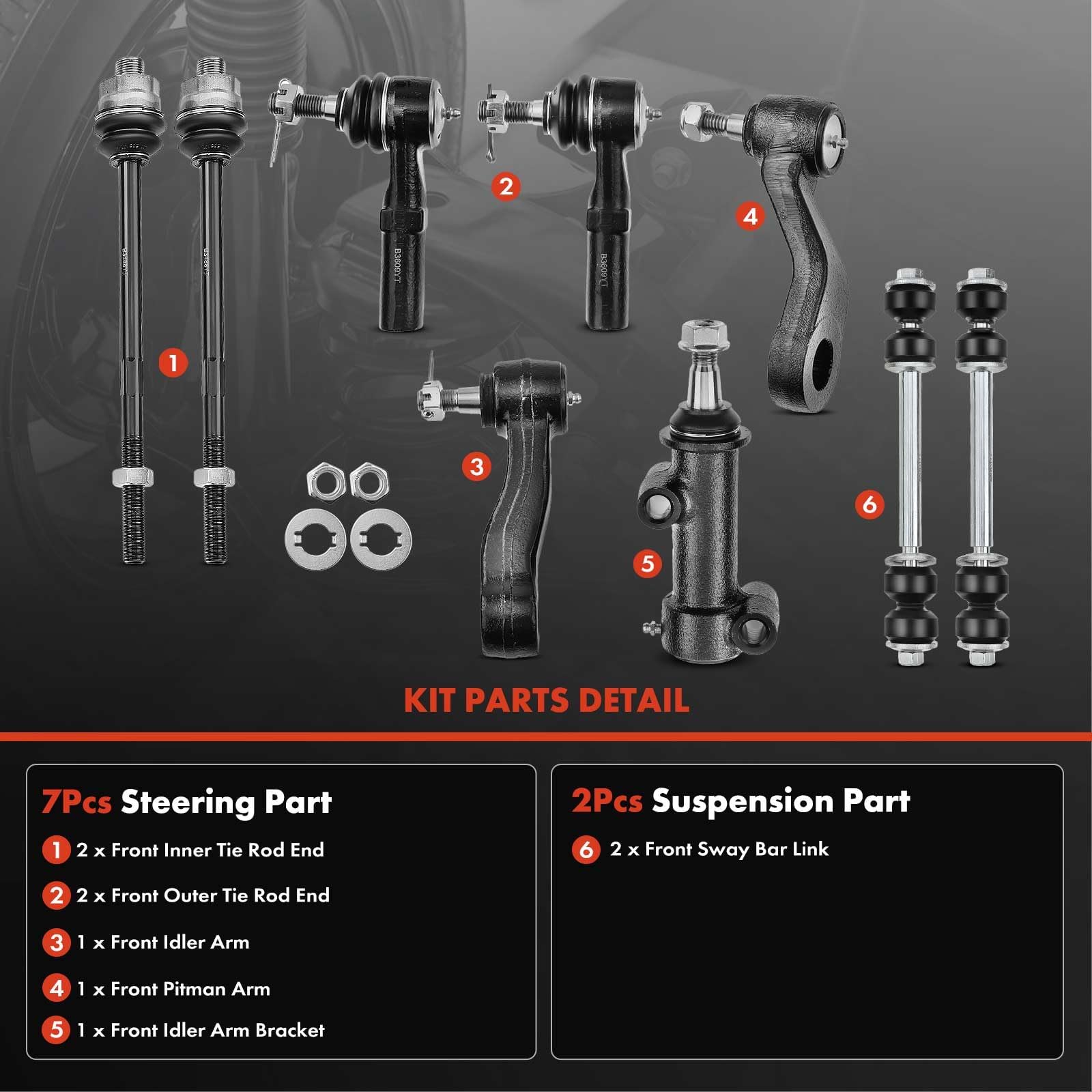 Front Tie Rods Pitman Idler Arm Sway Bar Kit For Chevy C1500 - Foto 2