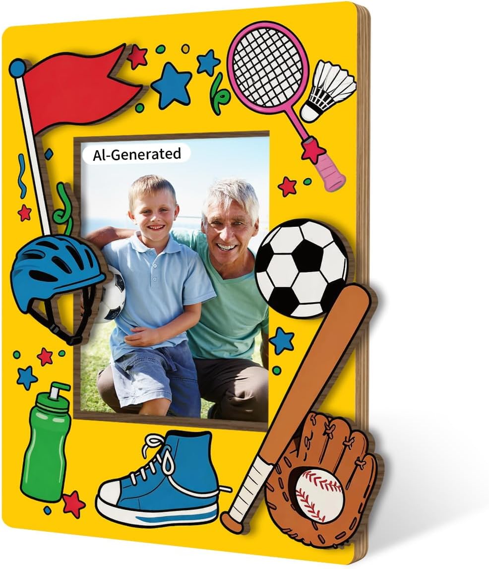 Sports Picture Frame, Wooden Photo Frame, All Star Athlete Keepsake