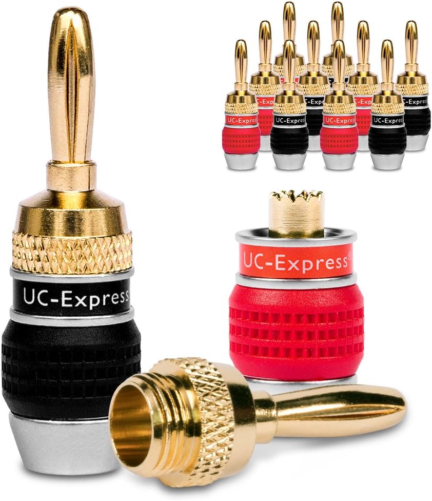 NAUC 12x Banana Plugs High End Banana Plugs Banana Plugs Cable up to 6 mm2 24K Gold-Plated