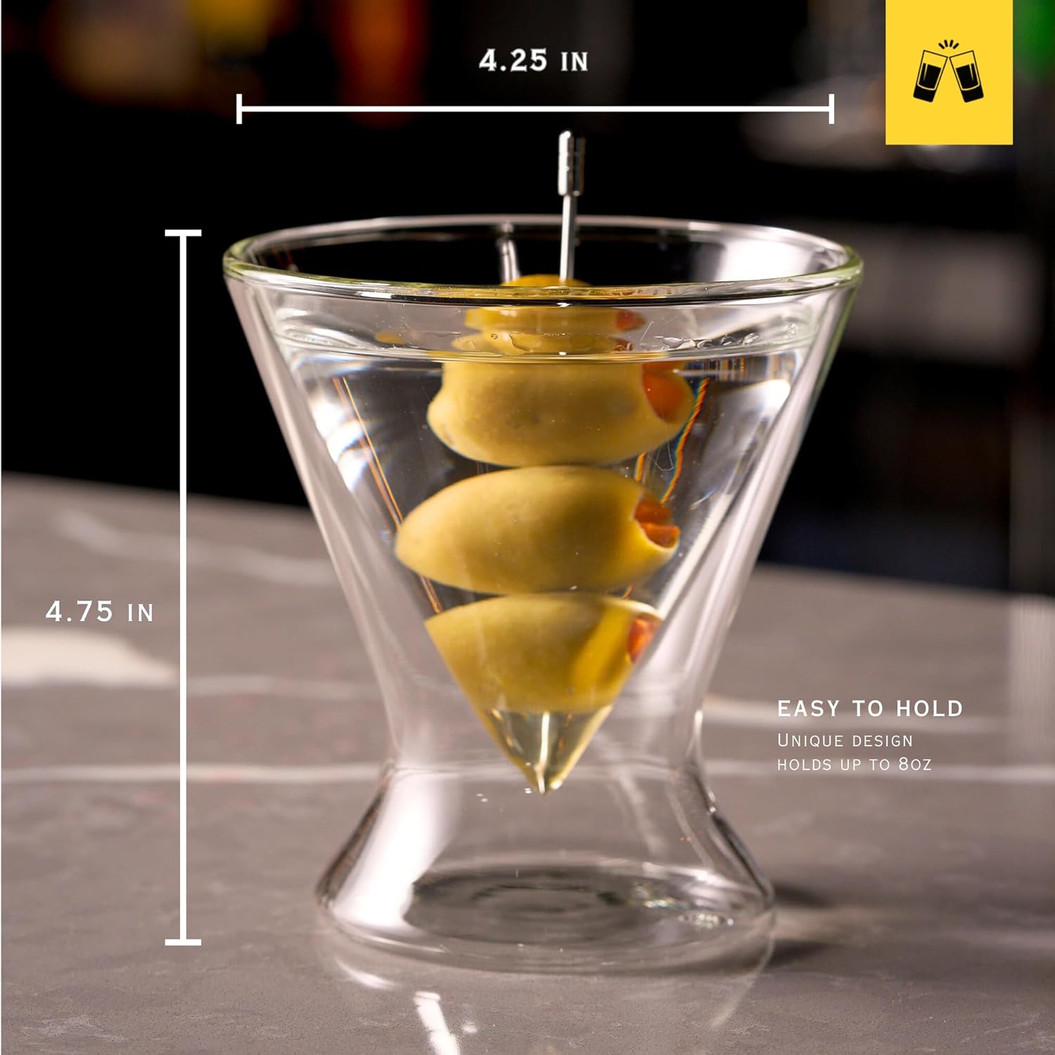 LEMONSODA Stemless Martini Cocktail Glasses Set of 2 for Margaritas, Espresso Matinis, Manhattans, Cosmopolitans, Home Bar, Birthdays, Housewarming Gift, Crystal Clear 8 OZ (wo/Ring, Set of 4) - Image 3