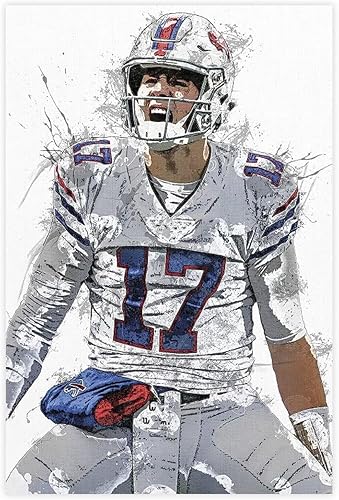 BAVIEN Josh Allen - Póster de fútbol americano con 8 lienzos para decoración de pared, pintura para sala de estar, dormitorio, sin marco 12 x 18