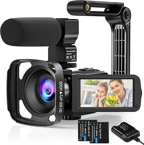 Miniatura 1 de Videocámara de video cámara digital HD 1080P 24MP con función de pausa zoom digital 16X pantalla de rotación de 30 pulgadas y 270 con micrófono capó