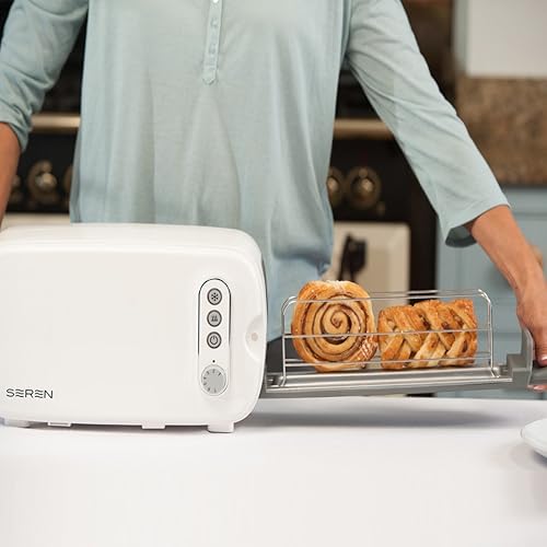 Miniatura 8 de BergHOFF Seren - Tostadora de carga lateral con exterior Cool Touch y bandeja extraíble para migas, color blanco, sin bandeja para servir