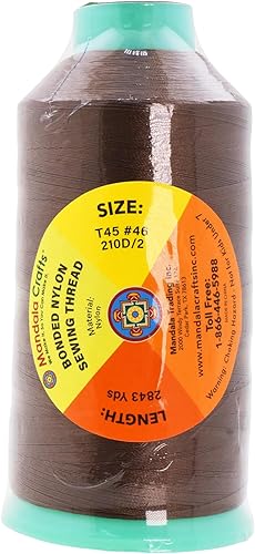 Miniatura 638 de Mandala Crafts Hilos de coser resistentes de nailon consolidado, hilo para tejer jeans de cuero, hilos de tapicería marina al aire libre, Beige