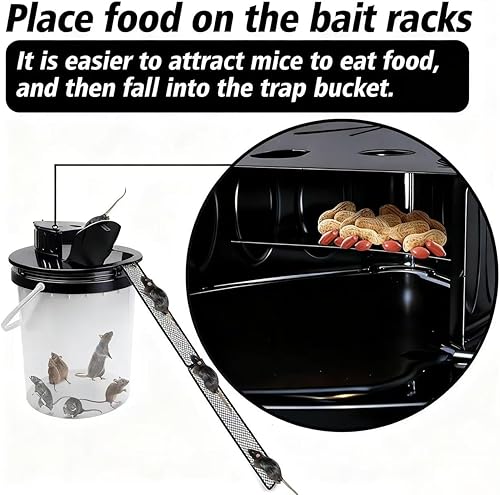 Miniatura 2 de Trampa para Ratones de Tapa de Cubo de Metal para Cubo de 5 Galones, Material Fuerte que No se Deformará ni Será Mordido, Trampas para Ratas Humanas