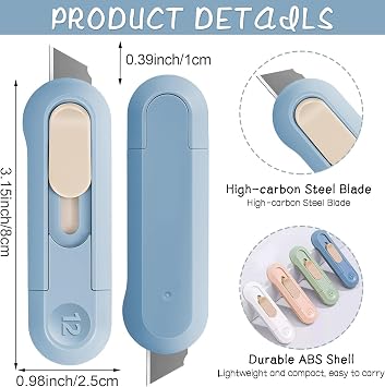Box Cutter,Retractable Box Opener, Package Opener, Easy Slide Retractable Cute envelope opener for opening daily express boxes, envelopes, packages, paper tapes and more (4 Pcs Box Cutter)