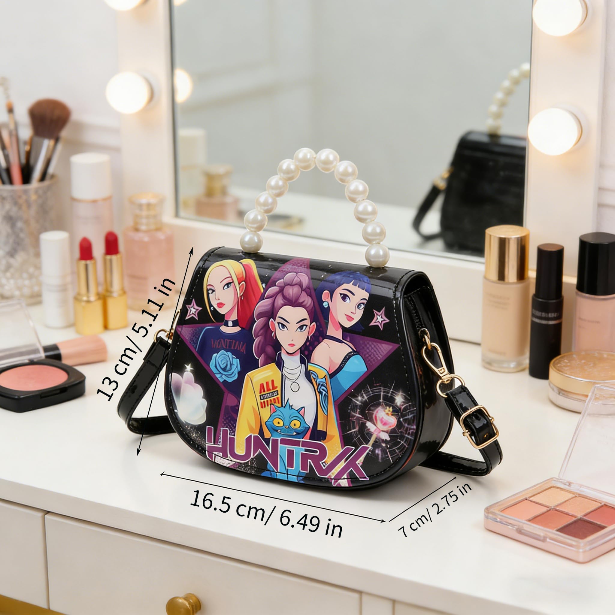 Cartoon Sling Crossbody Bag Wallet Kawaii storage bag Travel Purse Bags for Women (Black) — view 4