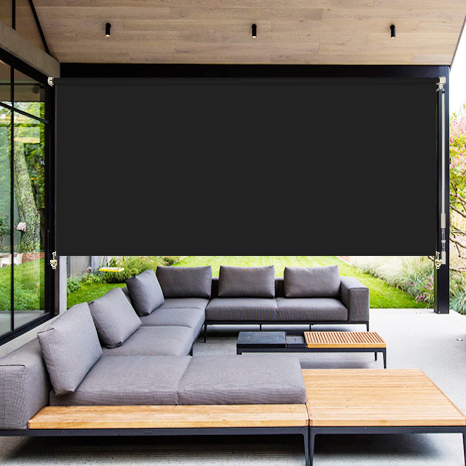 FUFU Roller Shade Blind Large Waterproof Roller Shade Blind With Grommets, Outdoor Vinyl Curtain, Pvc Transparent Roll Up Blinds For Exterior Gazebo