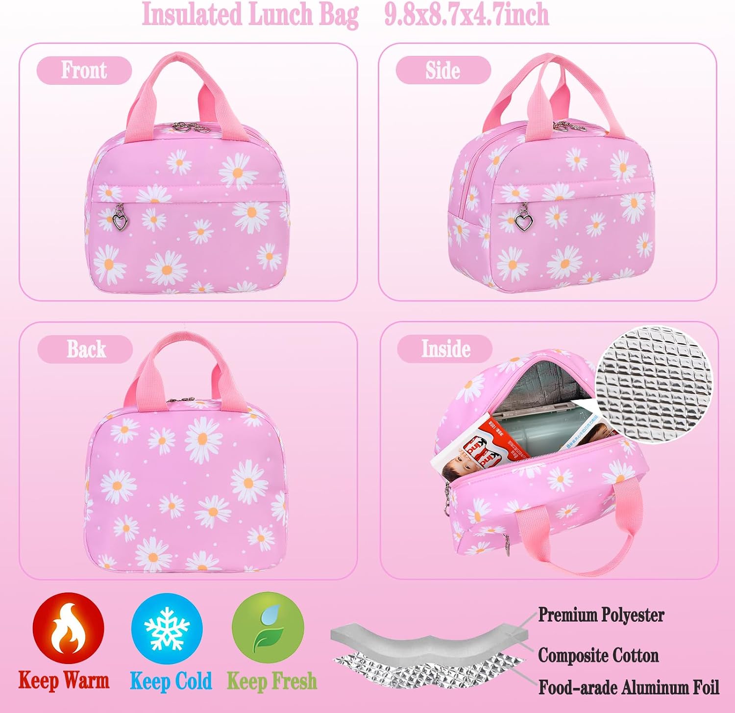 Girls Floral Backpack Elementary Middle School