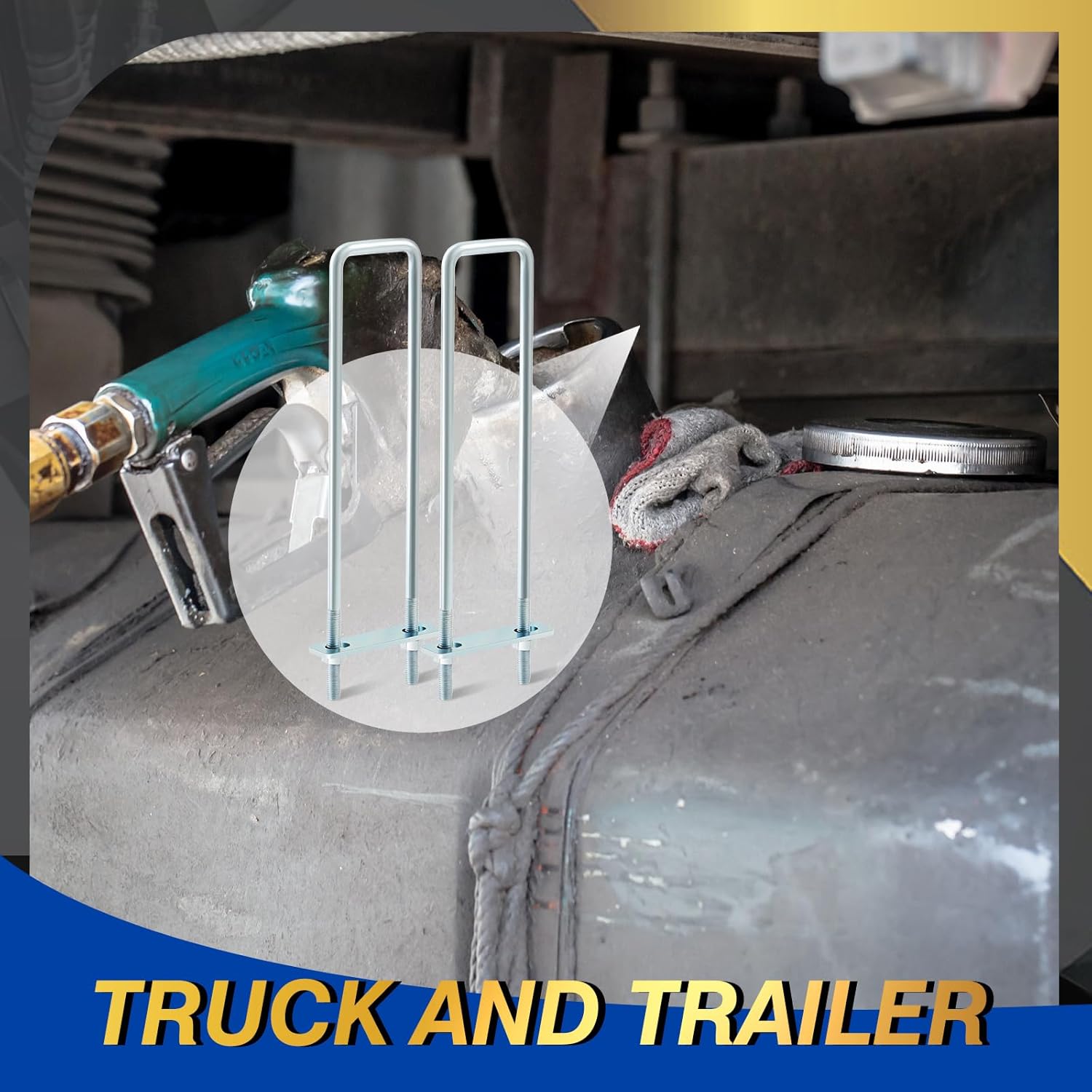 Dunzy 8 Set 5/8'' x 3.63'' x 20'' Square Bend U-Bolt Kit, Heavy Duty Carbon Steel U Bolts for Truck Body Chassis Zinc Plated, Industrial and Scientific Supplies for Boat Trailer Tube