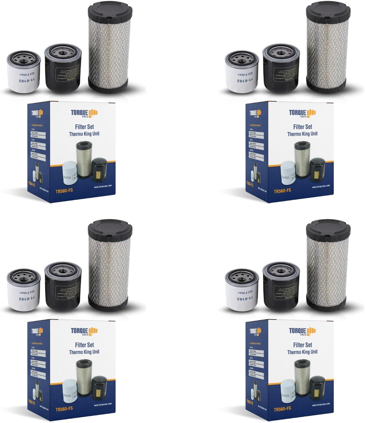 TORQUE 4 Pack of 11-6182 11-9059 11-9342 Oil Fuel Air Filter Maintenance Kit Replacement for Thermo King Tripac APU or Evolution