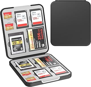 HEIYING SD Card Holder for 4 SD Cards, 4 Micro SD Cards, 2 CF Cards and 2 CFexpress Type B Cards, Portable Memory Card Case Witch 12 Card Slots.