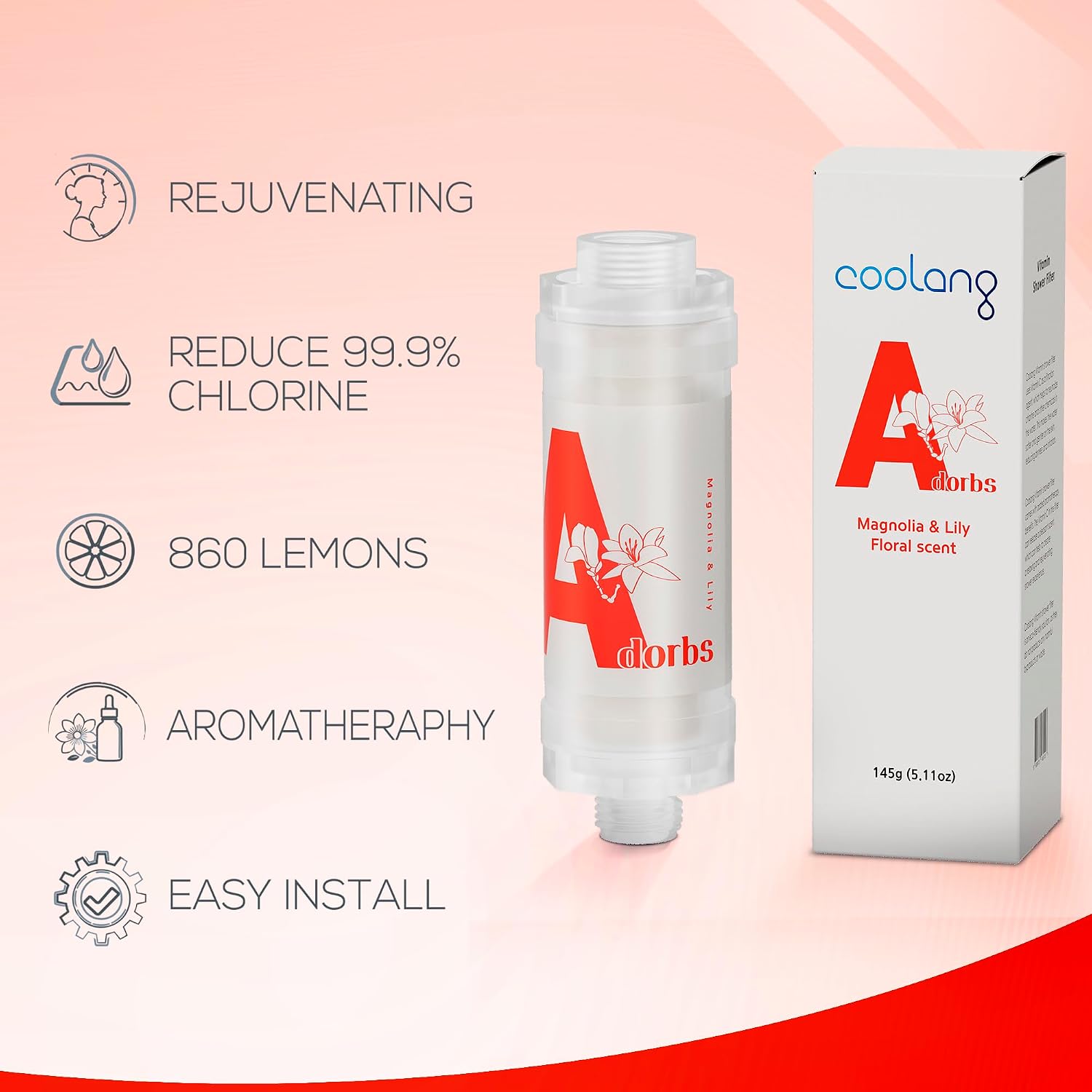 Universal Vita C Shower Filter: Unveil Radiant Skin & Hair with K-Beauty Secrets (Adorbs-Magnolia & Lily) image 3