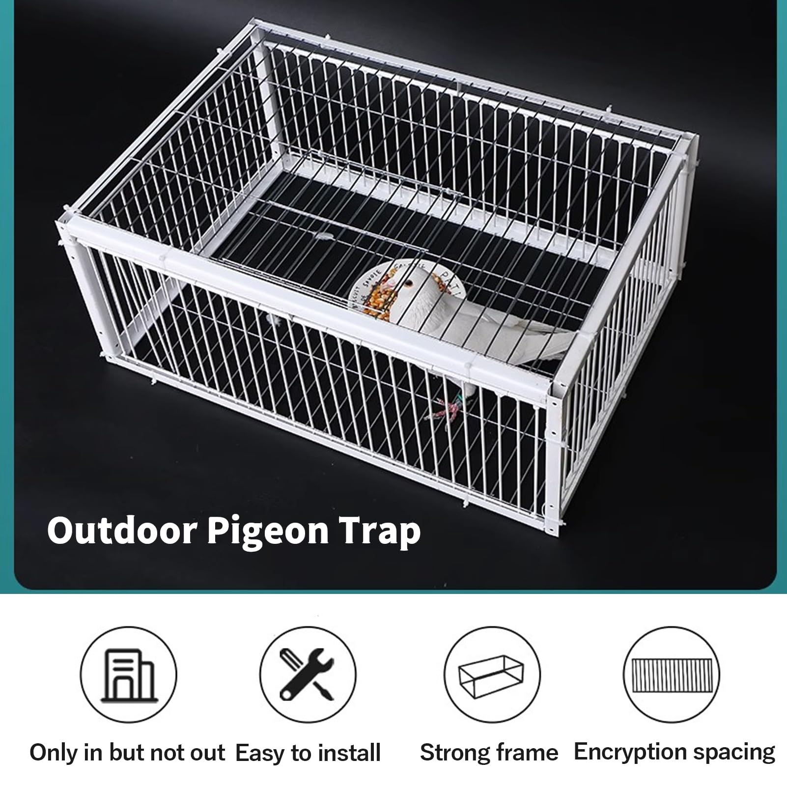 Jaula trampa para pollos y pájaros, jaula humana para animales vivos con puerta de entrada unidireccional, trampa para palomas con control de metal con diseño a prueba de escape, fácil montaje ( Size