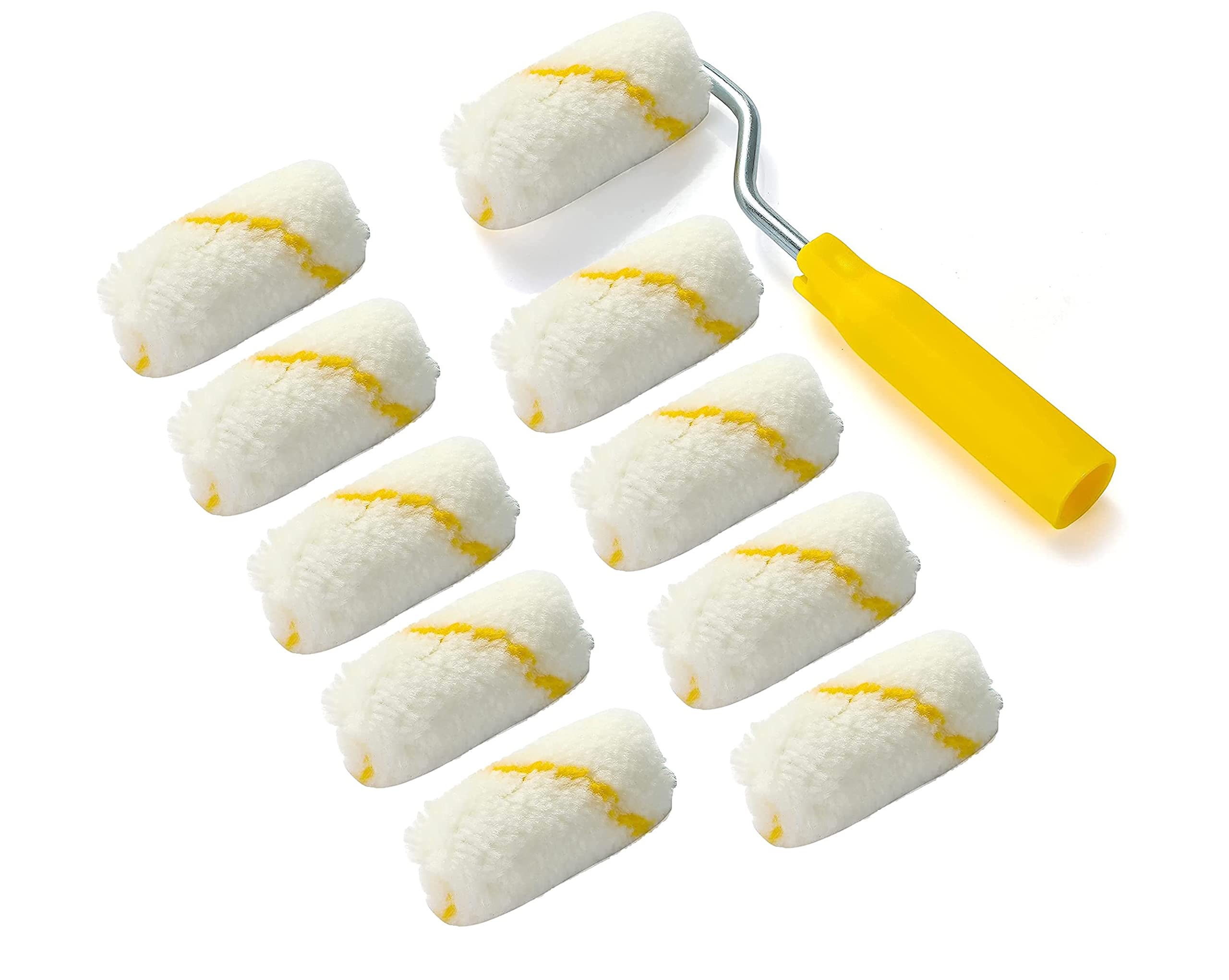 2 Inch (1handle+10refills) Mini cotton Acrylic Fiber Paint Roller High Density, Paint Roller Set, for Professional Use Interior/Exterior