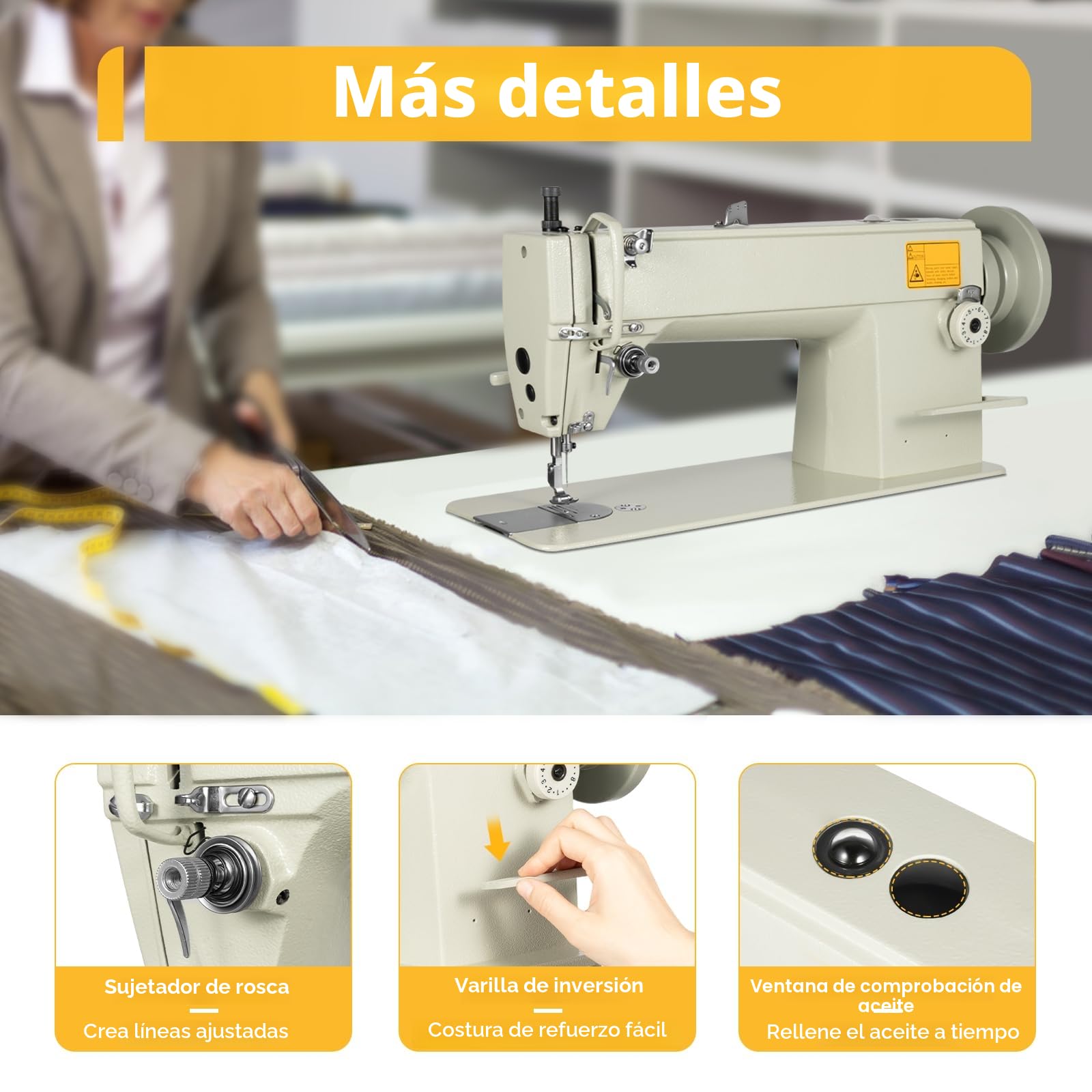 Máquina de coser de cuero, máquina de coser pesada, adecuada para coser materiales pesados, con lubricación automática