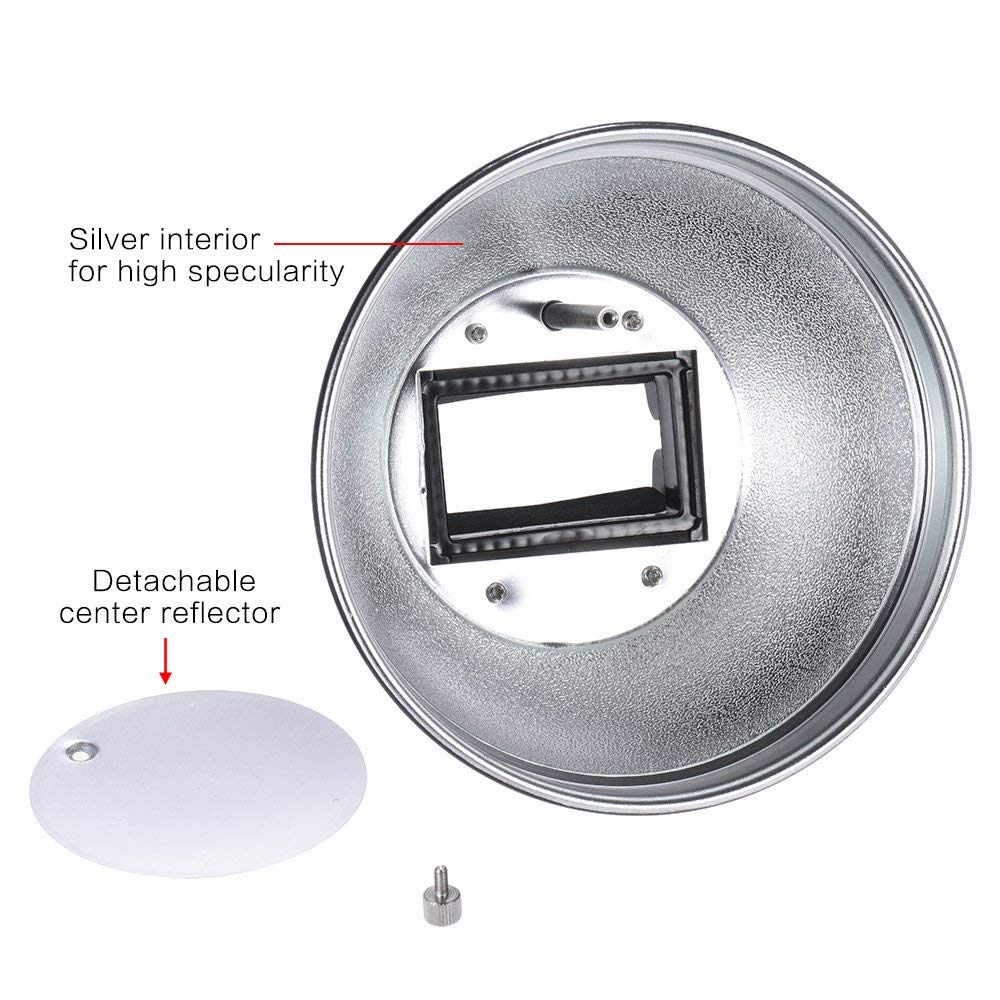 Andoer 5,9in/15cm Plata Difusor Beauty Dish con 30 Grado de Nido de Abeja para Canon Nikon Yongnuo Godox Meike Vivitar Fotografía en la Cámara Flash Speedlite de Destello