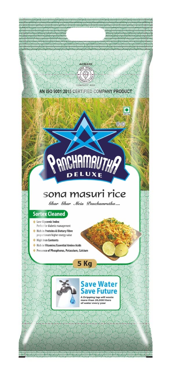 PANCHAMRUTHA DELUXE Sona Masuri Steamed Rice, 12 Months Old (5 KG) (B0B4G3HTYC) Amazon Price History, Amazon Price Tracker