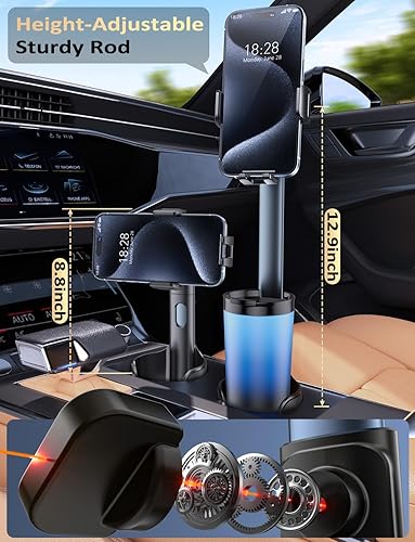 Miniatura 3 de Soporte para teléfono de copa para automóvil soporte de aluminio ajustable para teléfono celular con barra ajustable para automóvil  Camión SUV
