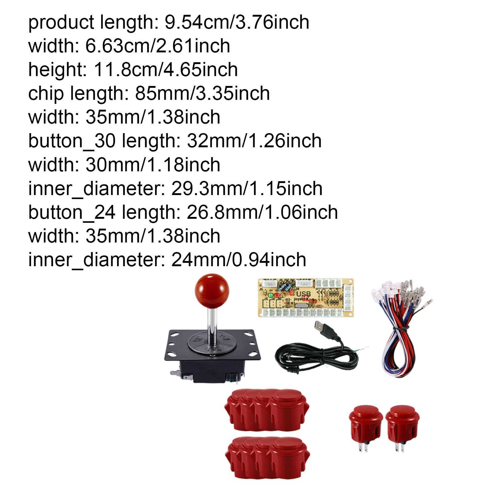 Arcade Joystick Kit Giocatore USB Manopola Pulsanti a Scatto Pc Accessori Materiale Pp Hardware Montaggio Rapido Adatto per Retro Gaming, Rosso