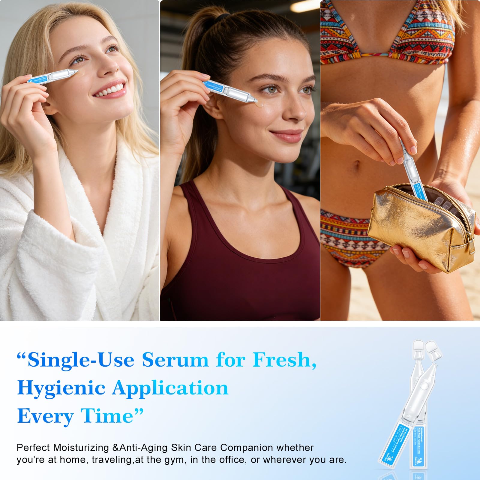 3% 4D Hyaluronic Acid Serum for Face, 30 Single-Use Vials