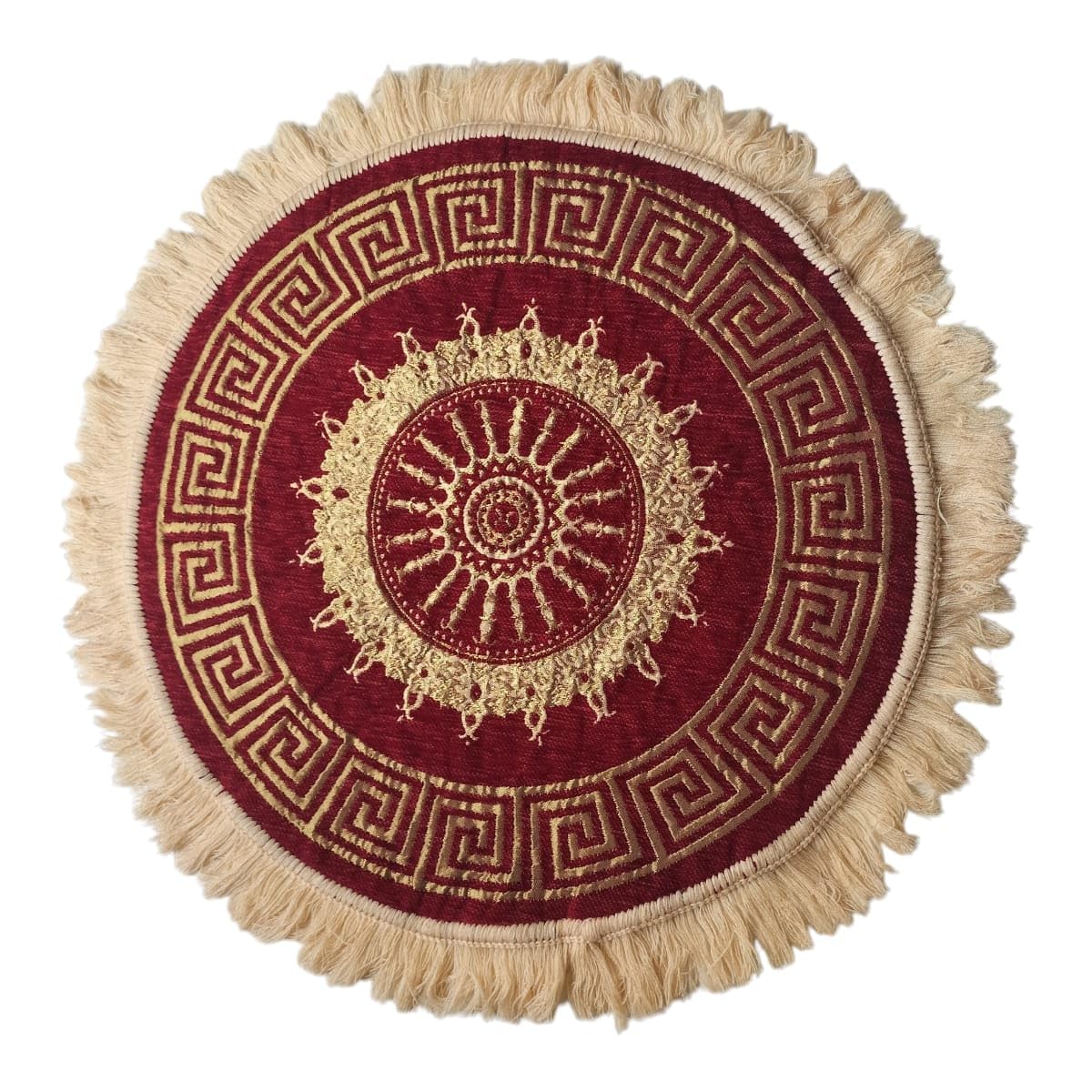 दीप शिखा/Velvet Multipurpose Decorative Sitting Prayer Square/Round Mat/Pooja Aasan/Pad/Sedge for Pooja, Yoga, Dinner (Size 2 Ft X 2 Ft) (Large, Round)-picture-32
