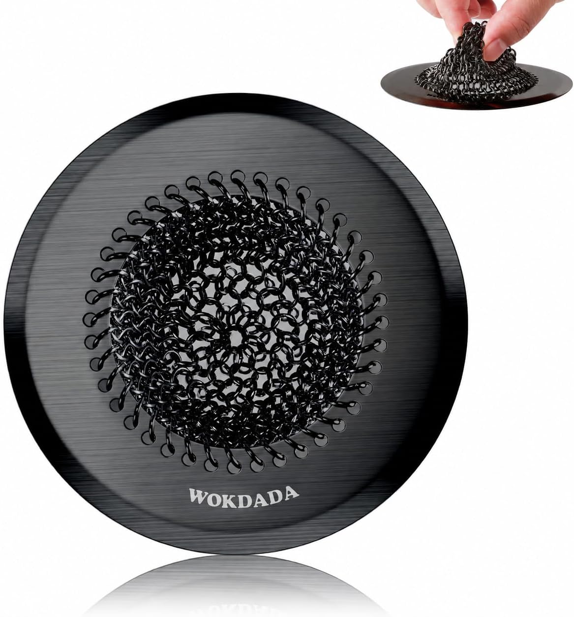 Kitchen Sink Drain Strainer,Patented Reversible Chain Mesh Basket,Black | Kitchen Sink Accessories,Easy Clean,Fast Drainage,304 Stainless Steel Rust-Proof,4.4" Large Capacity Food Catcher,Anti-Clog