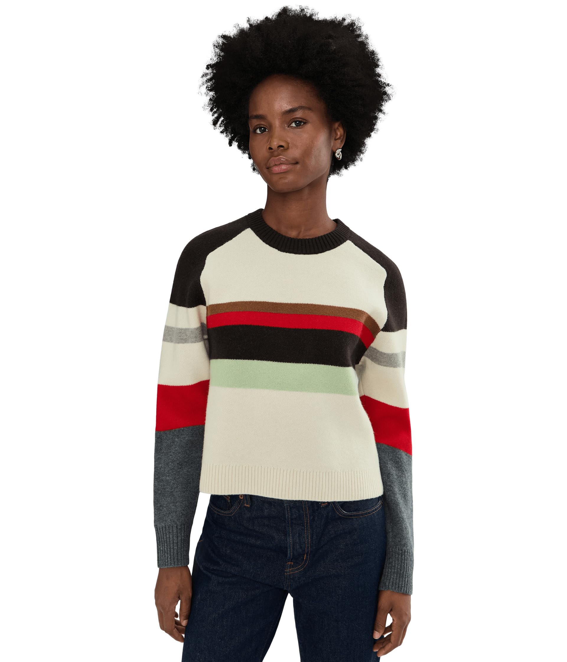 Madewell Womens Stripe Aspen Raglan Pullover