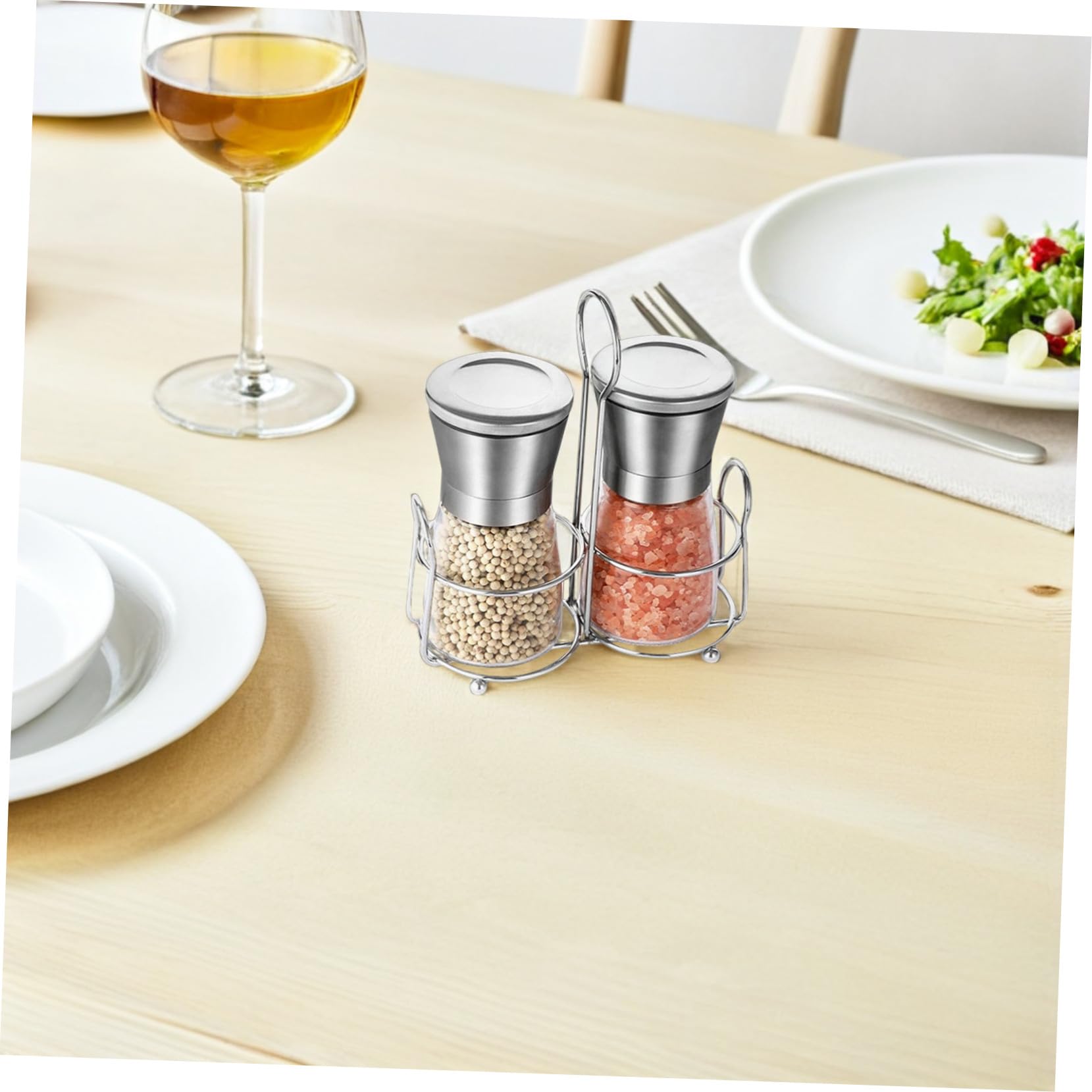 Yardenfun Macina Pepe Manuale in Acciaio Inox con Macina Regolabile, Bottiglia Trasparente Ricaricabile per Pepe Nero e Sale Marino, per Cucine Domestiche e Barbecue All'aperto